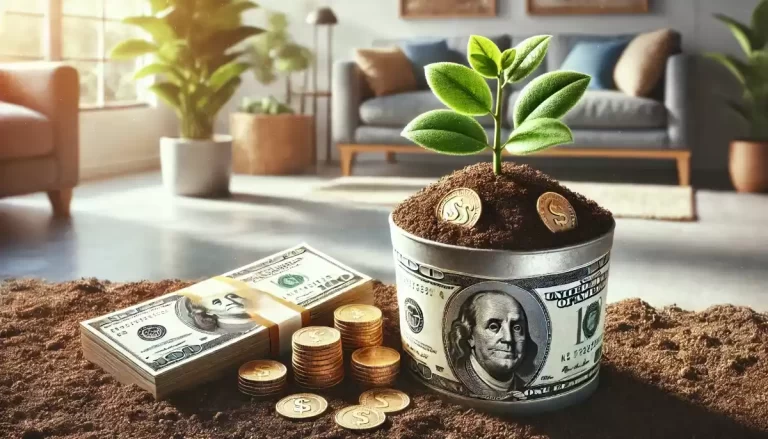 money coins plant